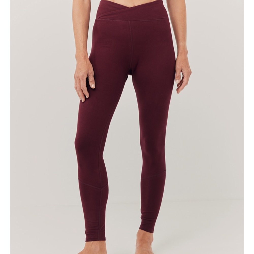 Pact Women’s burgundy full length leggings with crossover top